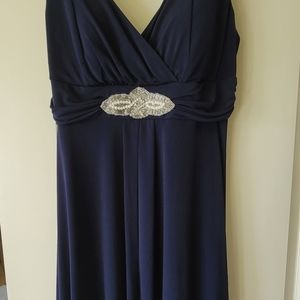 Navy blue Dress with beaded and pearl accent. Size 16.